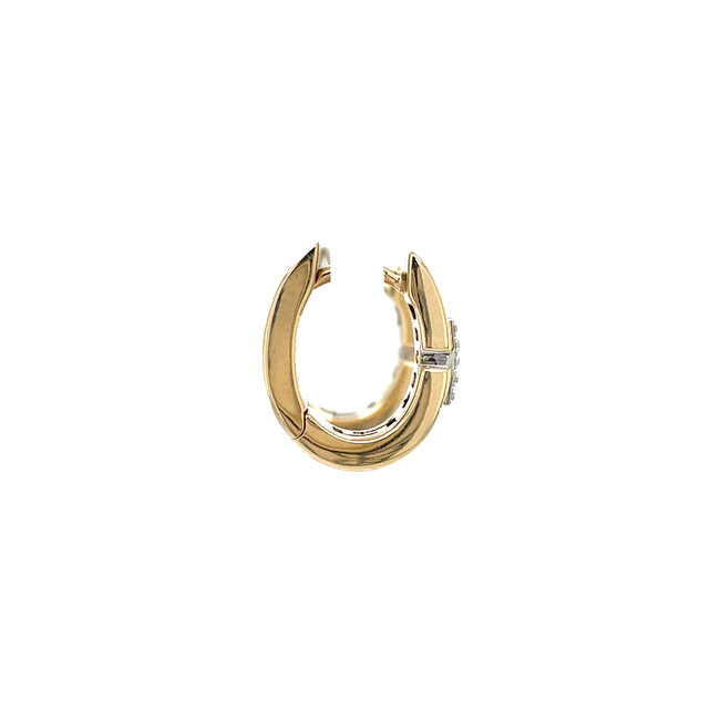 Gold hinged hoop earrings with diamond 14 karat
