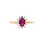Geelgouden entourage ring met robijn en diamant 14 krt