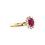 Geelgouden entourage ring met robijn en diamant 14 krt