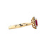 Geelgouden entourage ring met robijn en diamant 14 krt