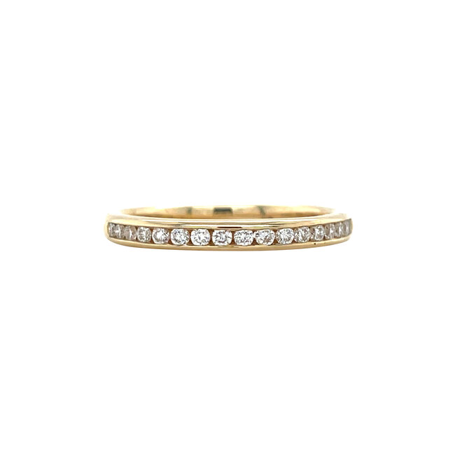 Geelgouden rail ring met diamant 14 krt