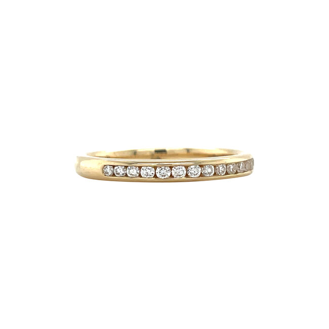 Gelbgoldene Schienenring mit Diamant 14 kt