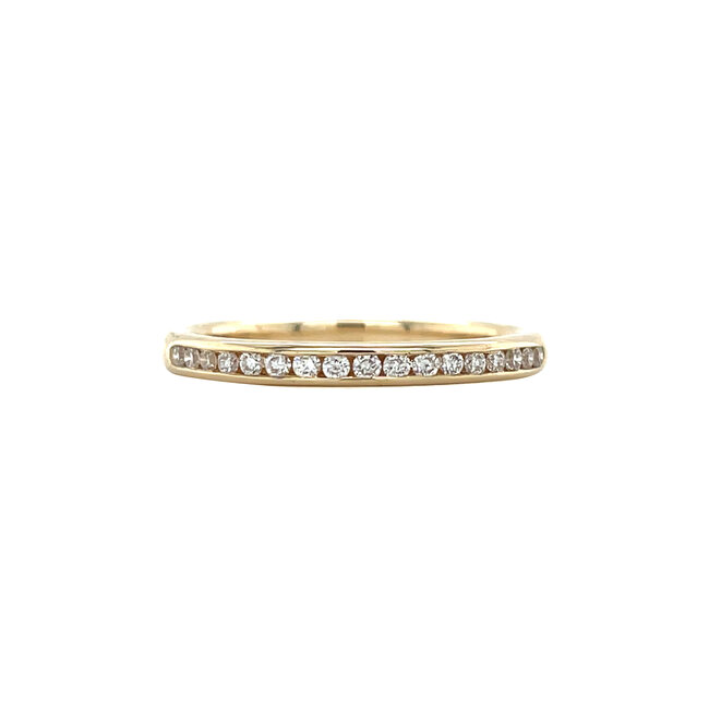 Geelgouden rail ring met diamant 14 krt