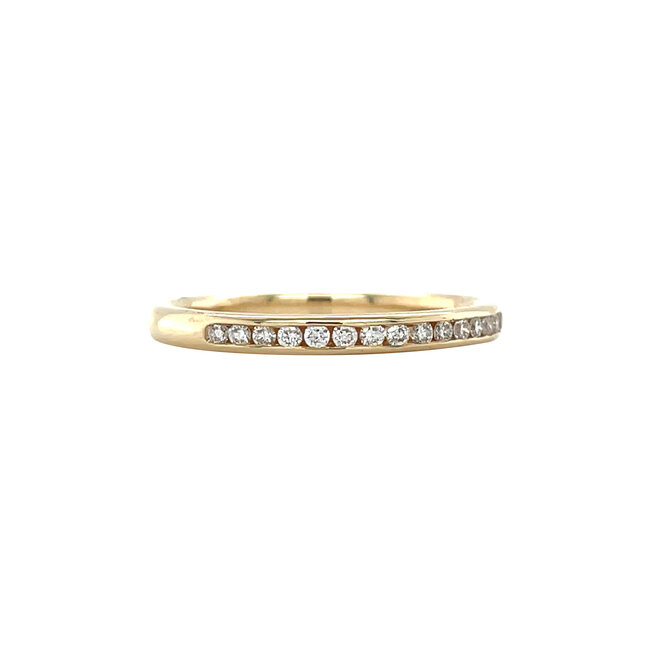 Geelgouden rail ring met diamant 14 krt