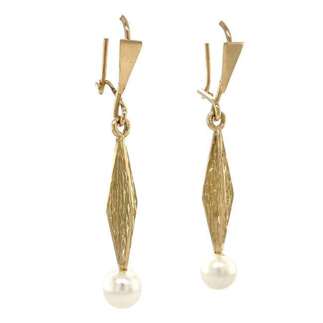 Golden earrings with pearl 14 karat