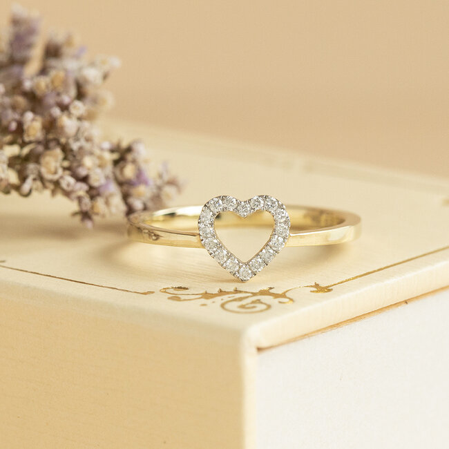 Gold heart ring with diamond 14 karat* new