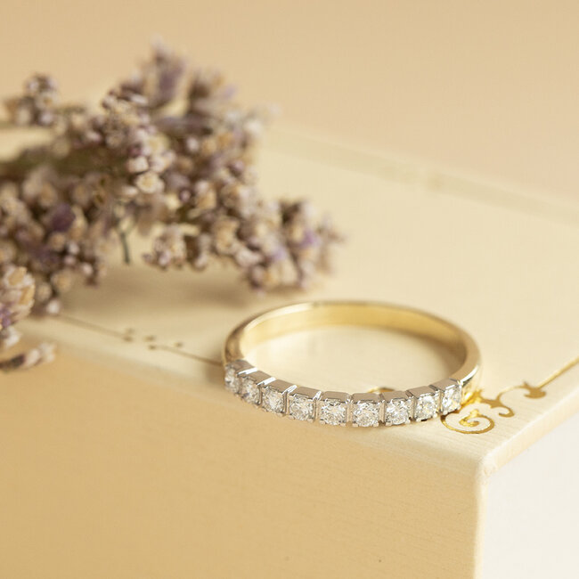 Gold memoire ring with diamond 14 karat* new