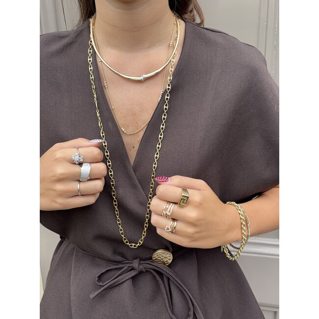 Gouden choker met diamant 43 cm 14 karaat