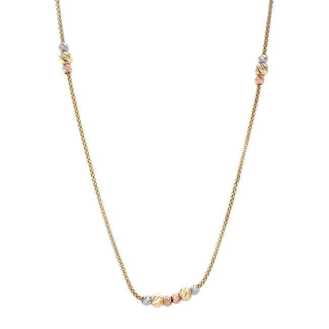 Tricolor goldene Halskette 58,5 cm 14 Karat