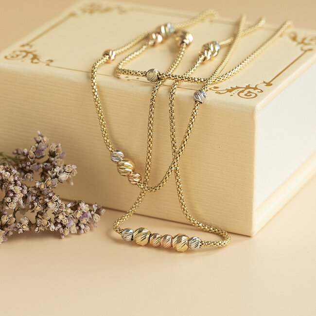 Tricolor goldene Halskette 58,5 cm 14 Karat