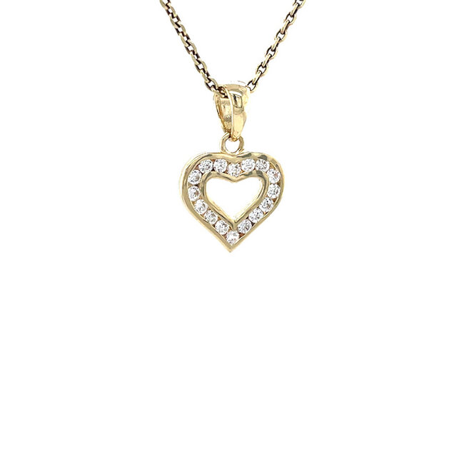 Gold heart pendant with zirconia 14 karat