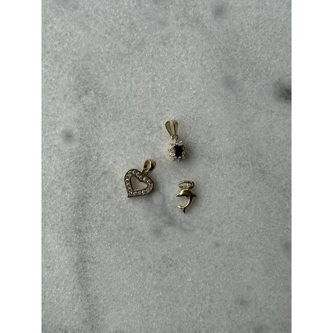 Gold heart pendant with zirconia 14 karat