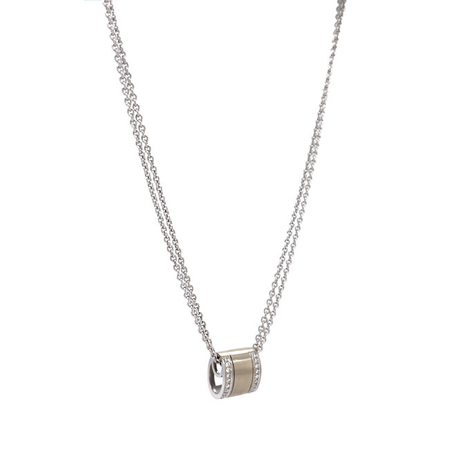 Weißgoldenes Collier mit Diamantanhänger 42,5 cm 18 Karat