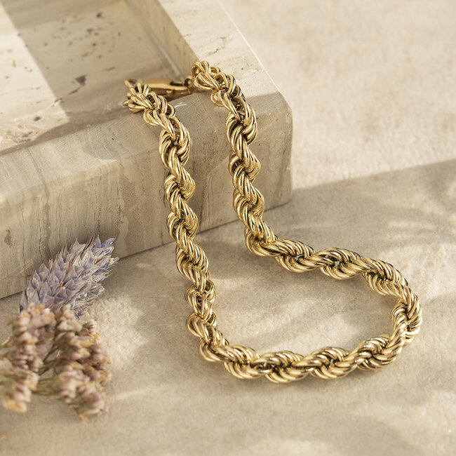 Gouden koord armband 21 cm 14 krt