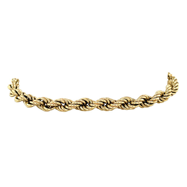 Gouden koord armband 21 cm 14 krt