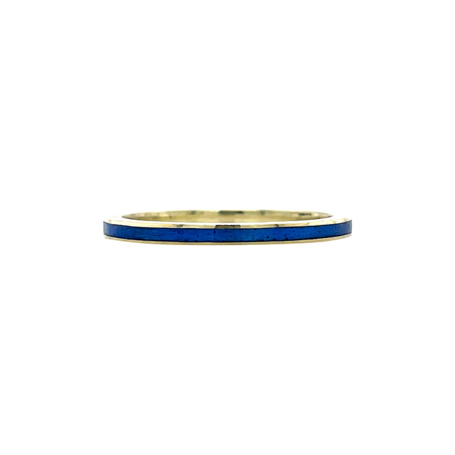 Gouden ring met blauw emaille 14 karaat