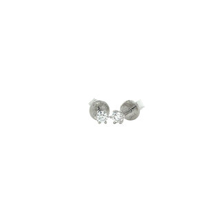 Weißgoldener Solitär-Ohrstecker mit Diamant 14 kt