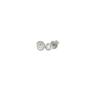 Witgouden solitair oorstekers met diamant 14 krt