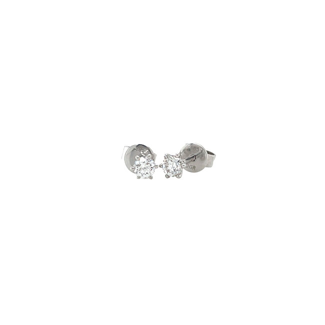 Weißgoldene Solitär-Ohrstecker mit Diamant 14 kt
