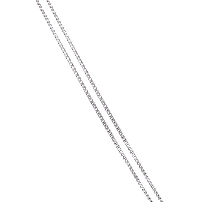 Witgouden entourage collier met saffier en diamant 14 krt