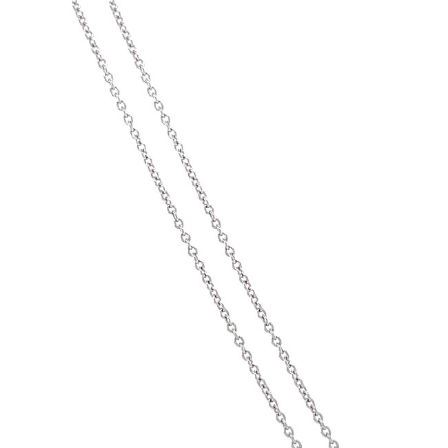 Weißgoldenes Entourage-Collier mit Rubin und Diamant 14 kt