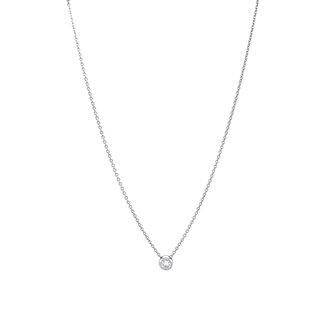 Witgouden solitair collier met diamant 14 krt