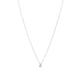 Witgouden solitair collier met diamant 14 krt