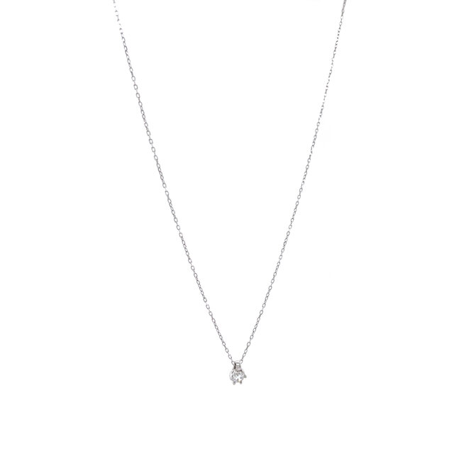 Weißgoldenes Solitär-Collier mit Diamant 14 kt
