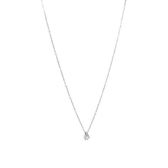 Witgouden solitair collier met diamant 14 krt