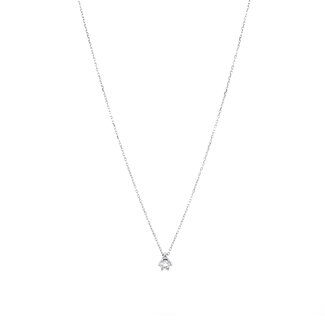 Witgouden solitair collier met diamant 14 krt