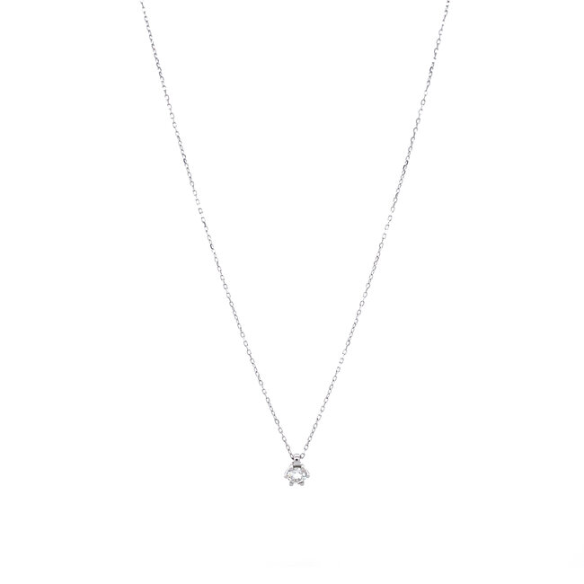 Weißgoldenes Solitär-Collier mit Diamant 14 kt