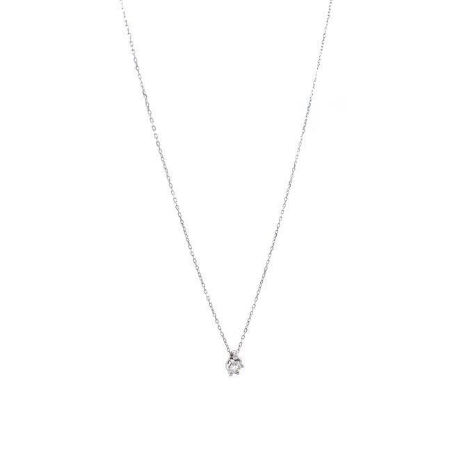 Weißgoldenes Solitär-Collier mit Diamant 14 kt