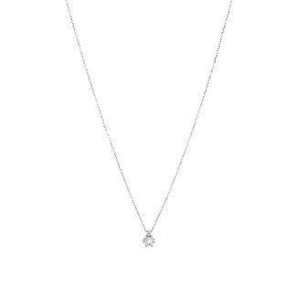 Witgouden solitair collier met diamant 14 krt