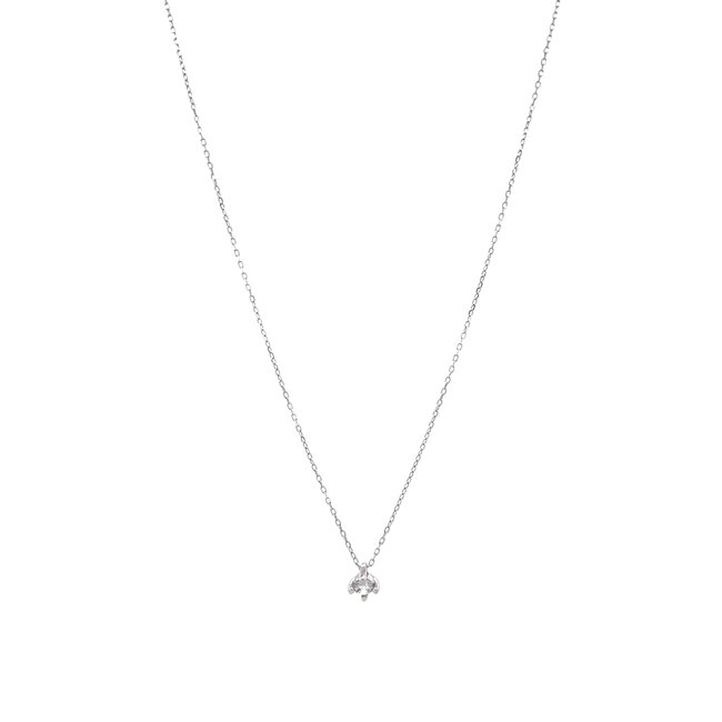 Witgouden solitair collier met diamant 14 krt
