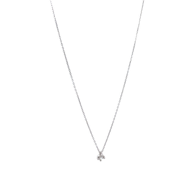 Witgouden solitair collier met diamant 14 krt