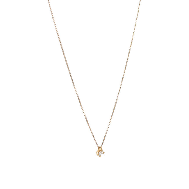 Geelgouden solitair collier met diamant 14 krt