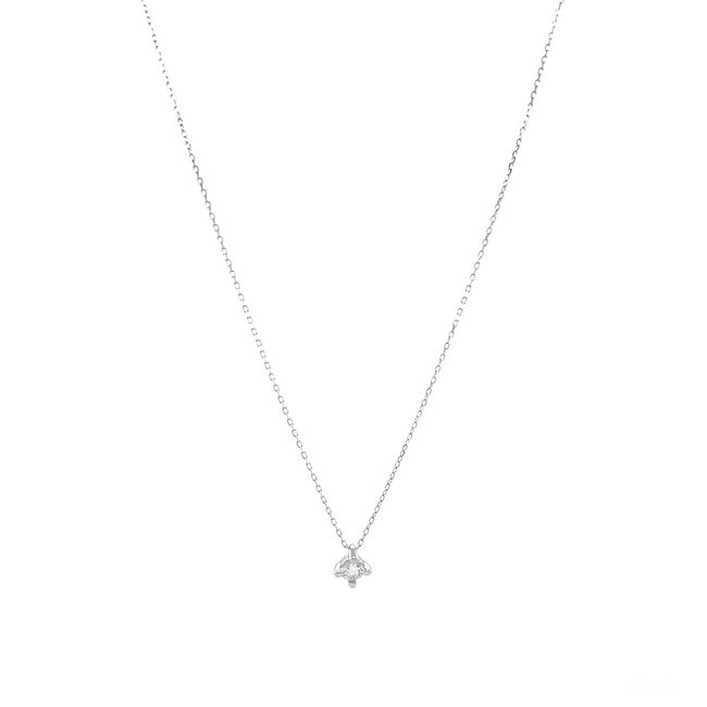 Weißgoldenes Solitär-Collier mit Diamant 14 kt