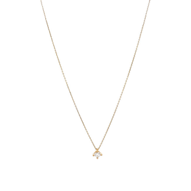 Geelgouden solitair collier met diamant 14 krt