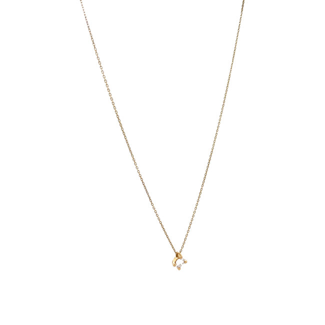 Gelbgoldenes Solitär-Collier mit Diamant 14 kt