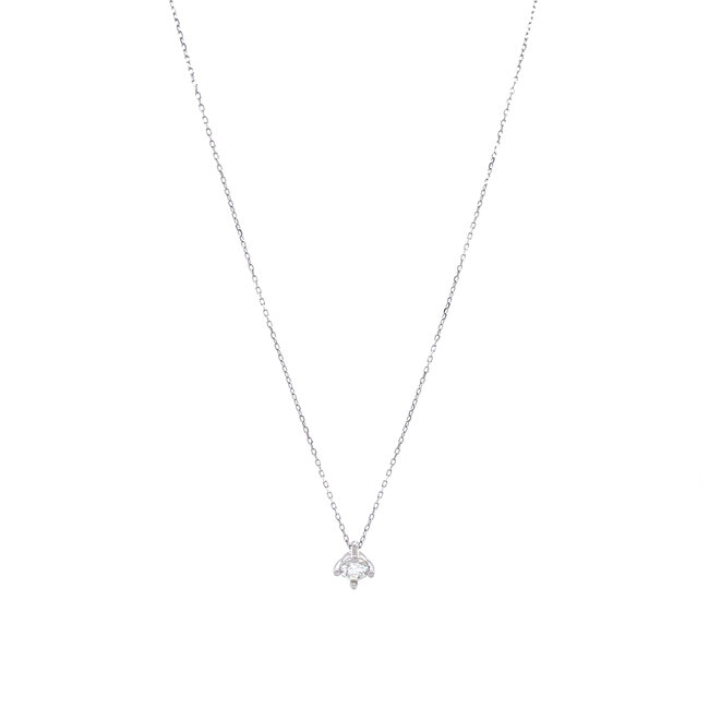 Witgouden solitair collier met diamant 14 krt