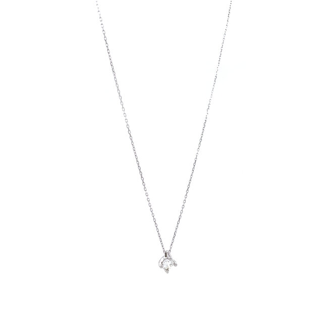 White gold solitaire necklace with diamond 14 kt