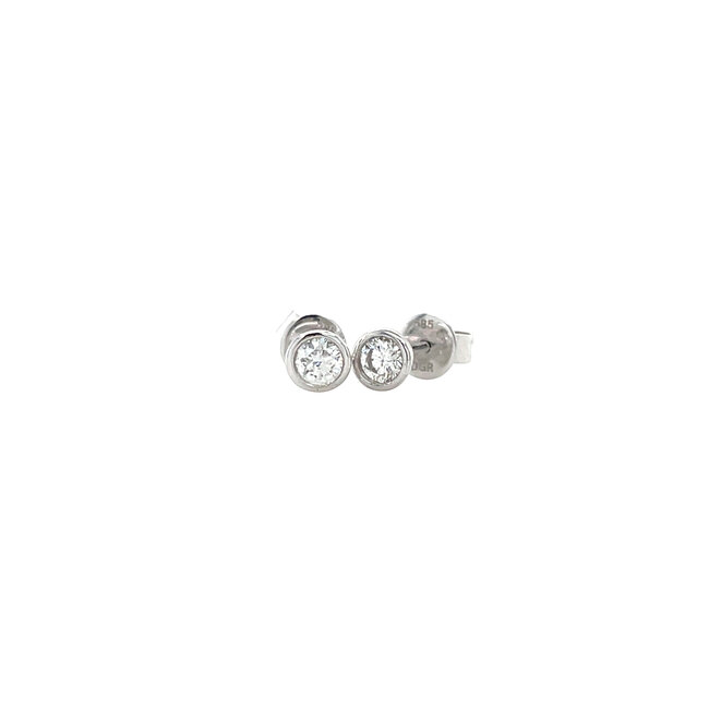 Weißgoldene Solitär-Ohrstecker mit Diamant 14 kt