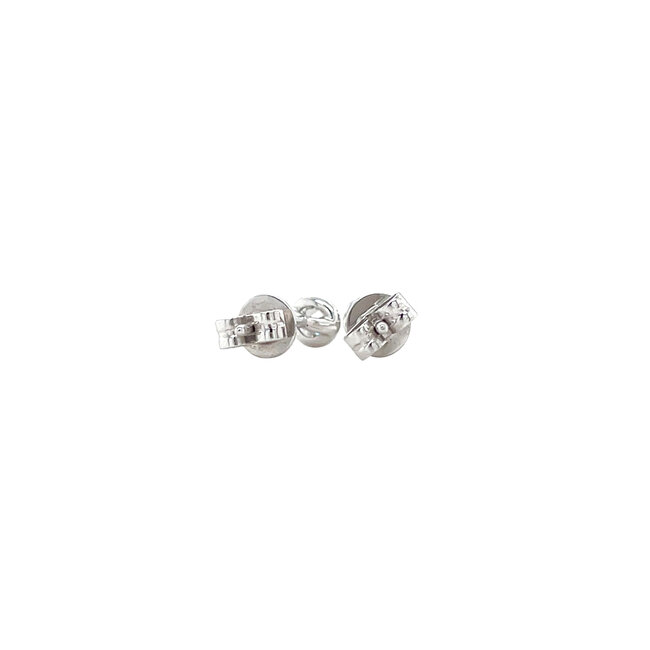 White gold solitaire stud earrings with diamond 14 kt