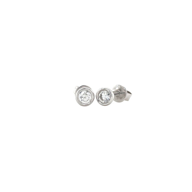 Weißgoldene Solitär-Ohrstecker mit Diamant 14 kt