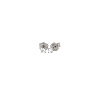 Witgouden solitair oorstekers met diamant 14 krt