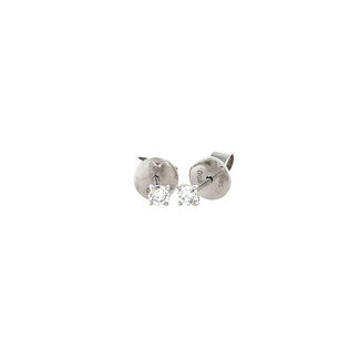Witgouden solitair oorstekers met diamant 14 krt