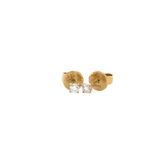 Gouden solitair oorstekers met diamant 14 krt