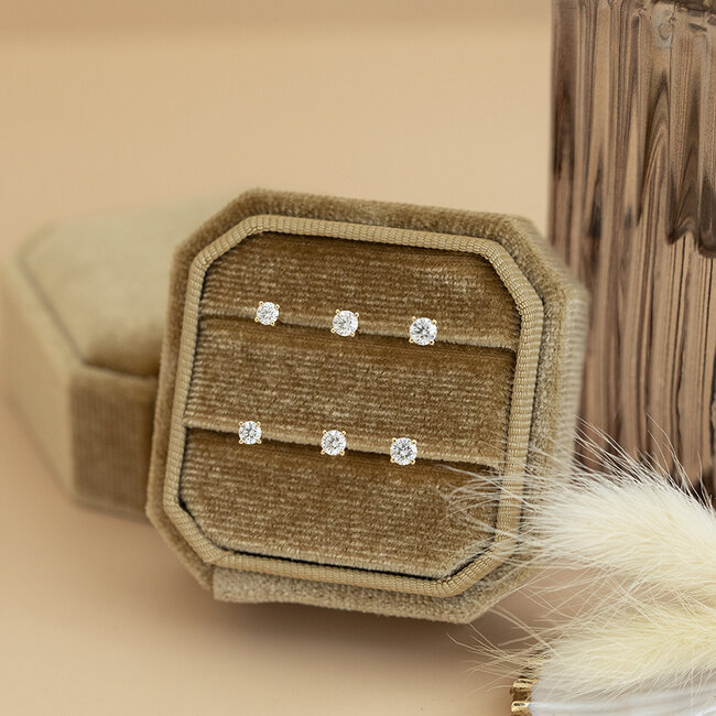 Gelbgoldene Solitär-Ohrstecker mit Diamant 14 kt