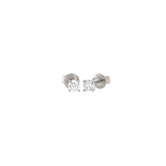 Witgouden solitair oorstekers met diamant 14 krt