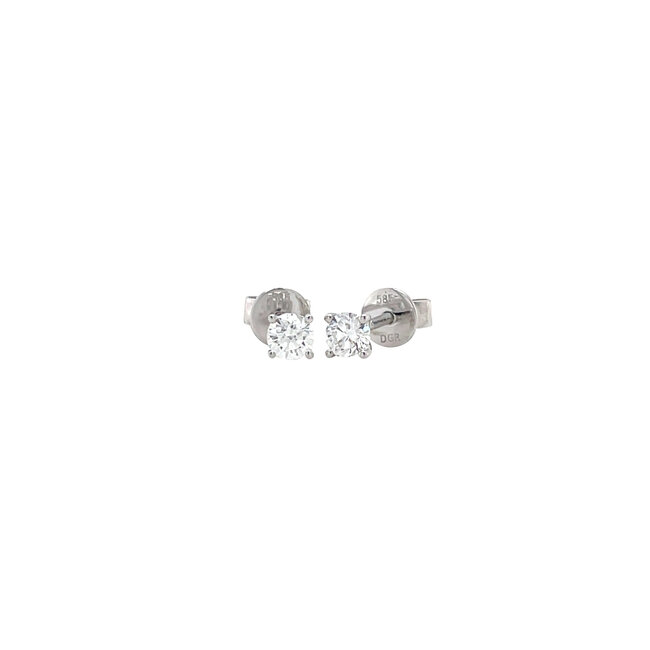 Weißgoldene Solitär-Ohrstecker mit Diamant 14 kt